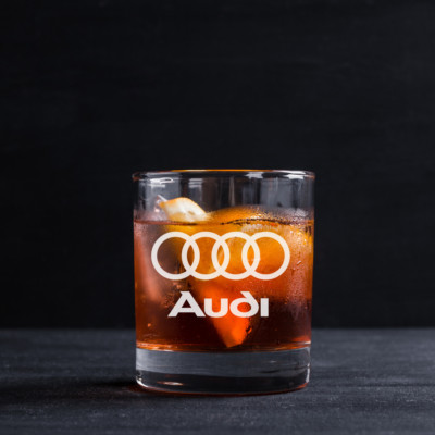 Custom Engraved Audi Whiskey Glass   11 oz Standard Rocks Glass