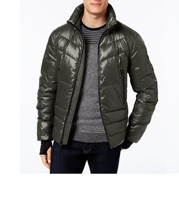Michael Kors  V1807 Men's Olive Stretch Panel Down Ski Jacket Size XS