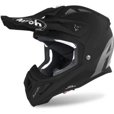 Helm Mann Airoh AVIATOR ACE Farbe Black Matt Matte Black Moto-Cross Enduro