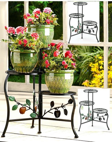 COUNTRY APPLE BRANCH 3 TIER PLANT STAND * 3 Tier Gate In/Outdoor** NIB - Picture 4 of 14