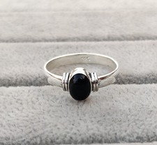 Black Onyx Ring 925 Sterling Silver Handmade Ring Oval Ring 7.5 SIZE