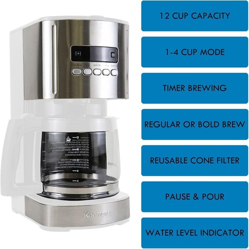 Koolatron Kenmore Programmable 1.8L Filter Coffee Machines 12-Cup Drip Coffee - Picture 2 of 8