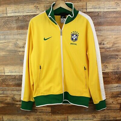 NIKE BRAZIL Mens Soccer JACKET Size M track ANTHEM YELLOW 370285-703 