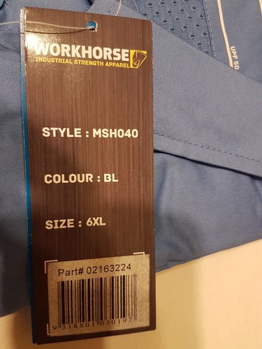 Workhorse Industrial Apparel MSH040 Mens Blue 1T Open Front Shirt Size 6XL New - Picture 3 of 5