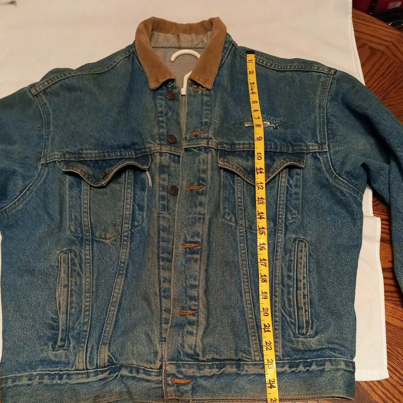 Mens Jean Denim Jacket Corduroy Collar Size Med GUC Gem
