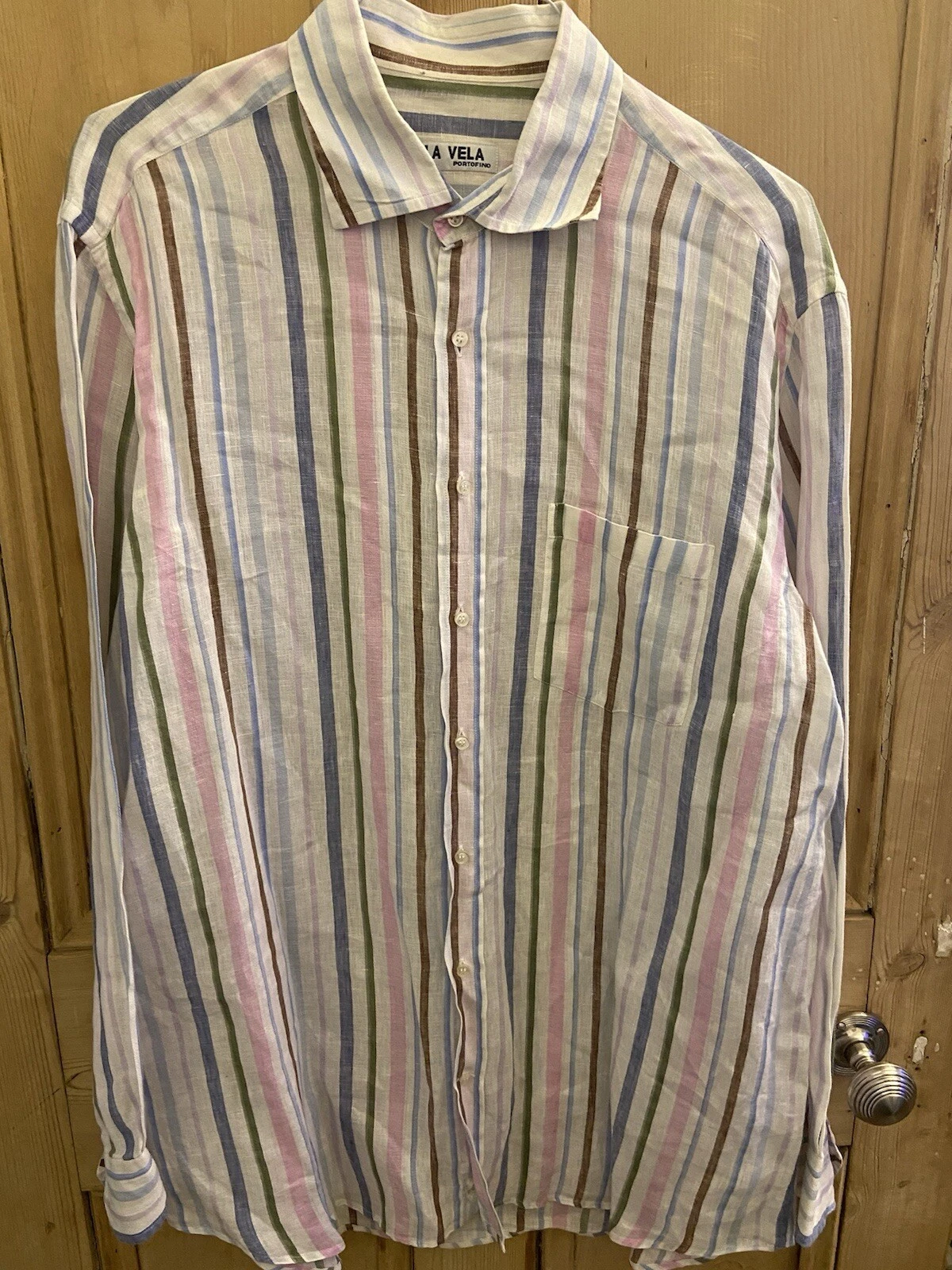 La Vela Portofino Striped Linen Shirt 2xl