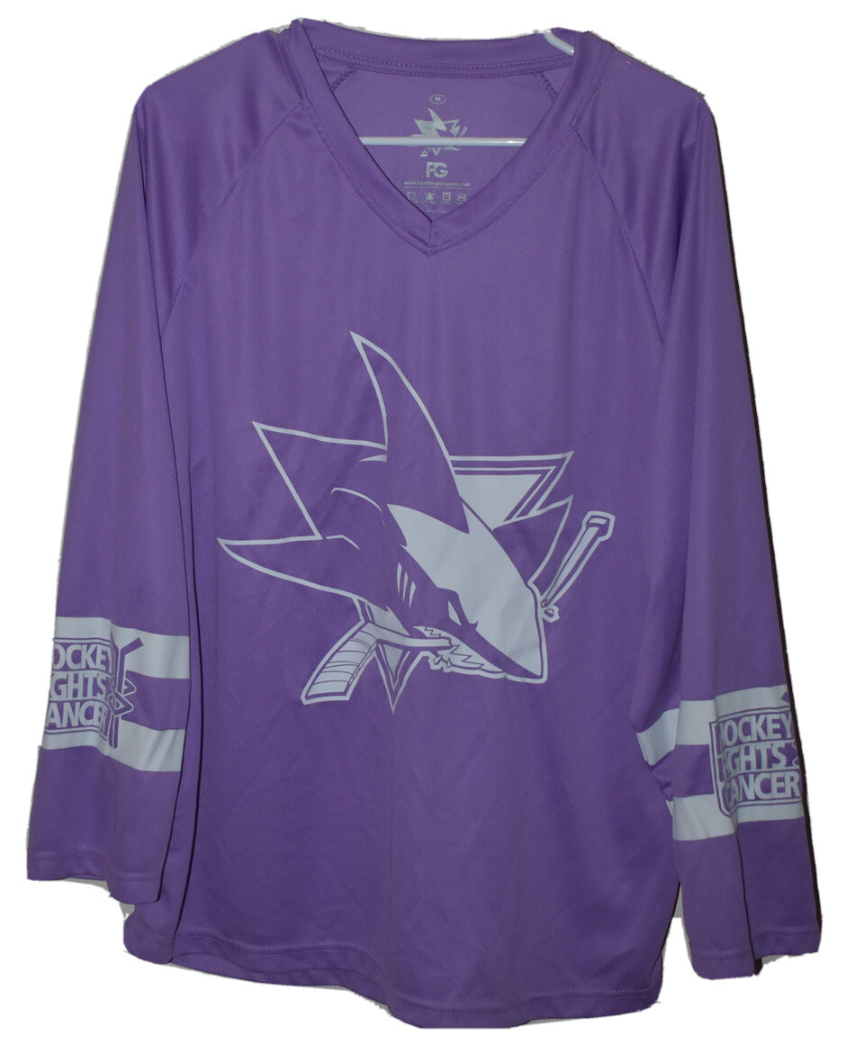 San Jose Sharks Hockeu Fights Cancer Purple Unisex Jersey Size M