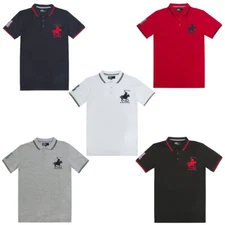 Mens Polo T-Shirt Short Sleeve Applique Top Crew Neck Multibuy Tee Embroidery