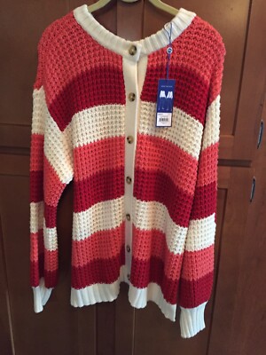 NEW!NEVER WORN!POPSUGAR RUGBY POP STRIPE COLLEGIATE COZY SWEATER. Size XL. FALL!