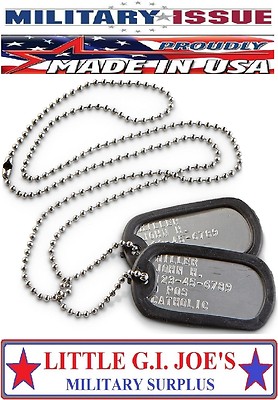 Genuine Military Dog Tags Army Navy USMC Marine Air Force ISSUE