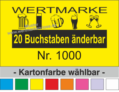 2000 Wertmarken ''All in one '', eigener TEXT, Nummeriert, Farbe wählbar Art. 442