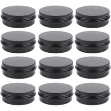 12 Pack 2oz Round Aluminum Tin Jar Containers with Screw Lid for Cosmetic