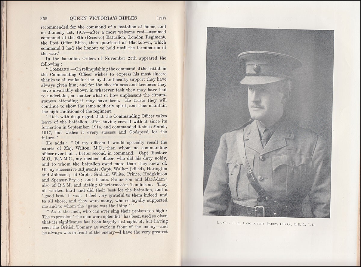 Keeson The HISTORY & RECORDS of QUEEN VICTORIA'S RIFLES 1792-1922 Ypres Somme &c