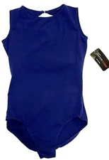 Theatricals Dancewear Leotard Bodysuit Lining Open Back TH5558C Navy New Girl M