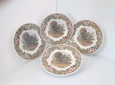 Queens Myott Factory Thanksgiving Set Of 4 Side Plates Set Turkey 8" Churchill