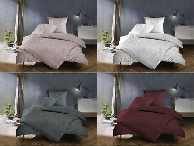 Mako Satin Jacquard Damast Rosen Bettwäsche Zoé in grau, rosé, rot oder weiß