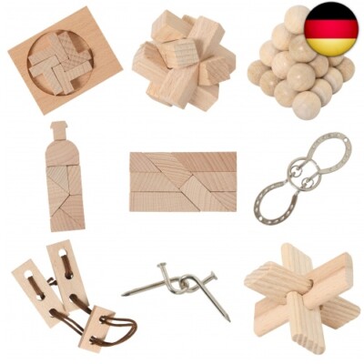 Bartl 111021 9 beliebte Knobelspiele aus Holz und Metall Sortiert im