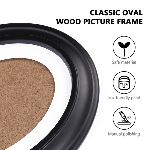 Solid Wood Photo Frame Office Wooden Oval Picture Frames Unique Black - Picture 7 of 9