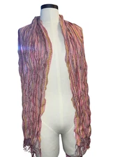 Lightweight Striped Wrinkle Soft Pashmina Feel Acrylic Wrap Stole Women Scarf