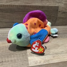 Vintage Ty Beanie Buddies Rainbow Colored Fish LIPS 13" 1999 Tag Very Soft