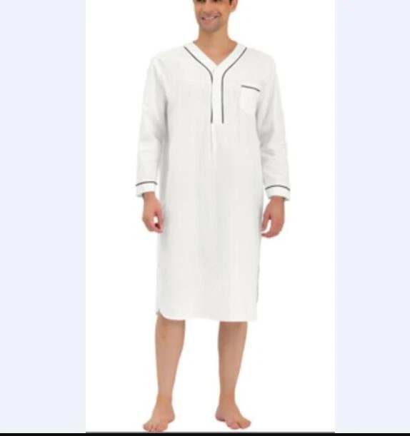 Bata musulmana árabe para hombre Medio Oriente islámico caftán cuello en V vestidos de dormir 4864 Foto 2 de 4