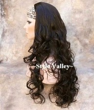 Extra Long Dark Brown 3/4 Fall Hairpiece Layered Curly Half Wig Hair piece  4