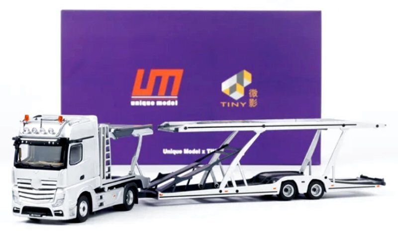 MB Mercedes Benz Actros - Double Decker Car Trailer - silver
