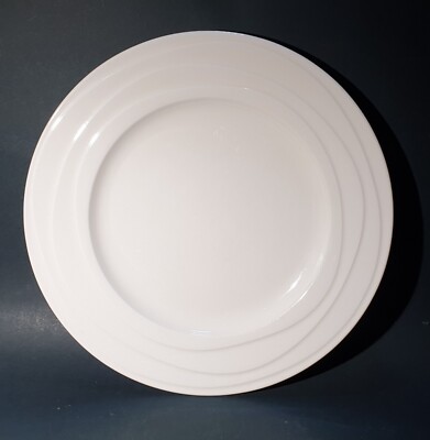 3x Jamie Oliver White Porcelain Dinner Plates, Wave Rim, 27cm