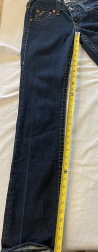 True Religion Vintage Womens Painted Horseshoe Jeans Dark Wash Tag Size 28 Retro - Picture 11 of 14