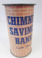 Vintage Still Tin Chimney Savings Coin Bank Promo Brick Litho