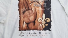 Vtg Pope John Paul II 1999 T-Shirt Sz XL White St Louis Missouri Hand Blessing