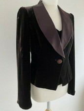 Classy Smart Brown Silk & Faux Velvet Ladies Kaliko Matching Jacket & Top Size12