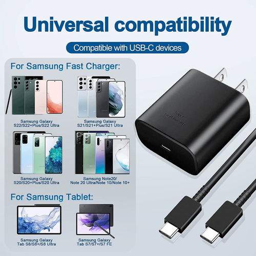 New Samsung Galaxy 45 Watts USB-C Super Fast Charging Wall Charger & Cable - Picture 1 of 6