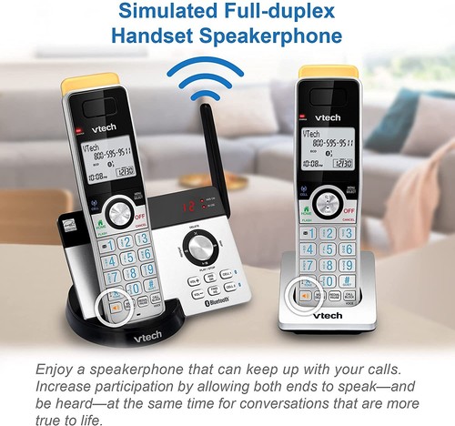 VTech® 1-Handset DECT 6.0 Cordless Phone System For Landline, Digital Answering System, Caller ID/Call Waiting, And Backlit Keypad/Display In White - Foto 2