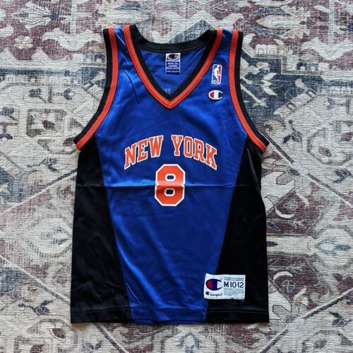 VTG 90s CHAMPION NY Knicks Latrell Sprewell NBA Jersey Kids Youth Size M 10-12 - Picture 1 of 4