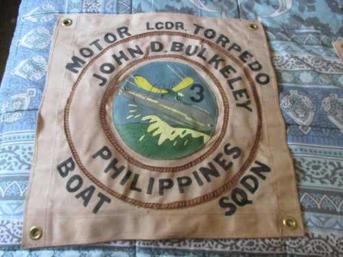 WWII USN PT BOAT MOTOR TORPEDO BOAT SQDN 3 JOHN BULKELEY  READY ROOM  WALL FLAG 