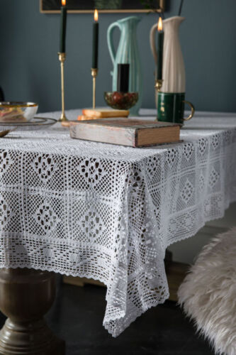 Hollow Out Knitted Crochet Tablecloth Rectangle Table Cloth Cover Decor - Picture 16 of 19