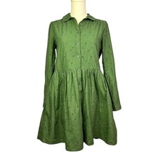 Jcrew eyelet green mini shirt dress size 2