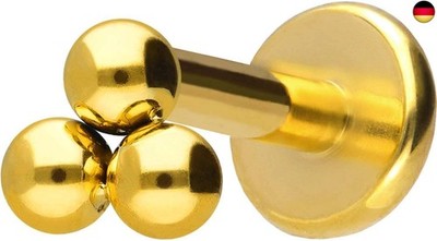 PIERCINGLINE Titan Labret Stecker Innengewinde | 3 KUGELN | Piercing Ohr Lippe