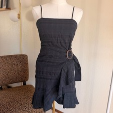 American Eagle Black Spaghetti Strap Ruffle Wrap Buckle Mini Dress S/M