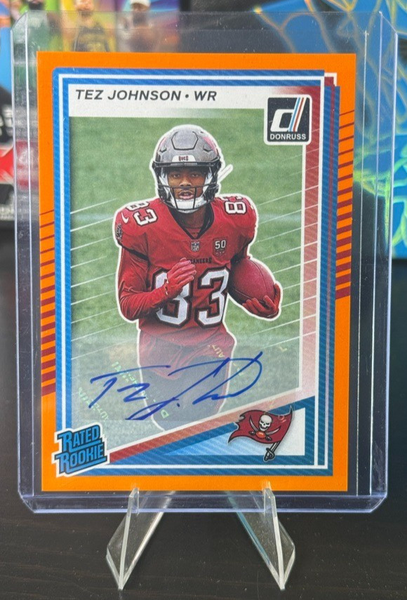 2025 Panini Donruss - Rated Rookie Tez Johnson #313 Orange Autographs (AU, RC)