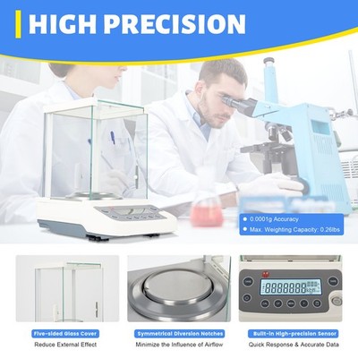 Electronic Analytical Balance 0.1 mg 120x0.0001 g Lab, Digital Precision Scale