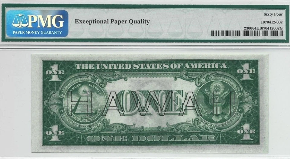 1935A $1 Hawaii WWII Emergency Issue Note Julian / Morgenthau PMG 64 CU EPQ - Image 2 of 2