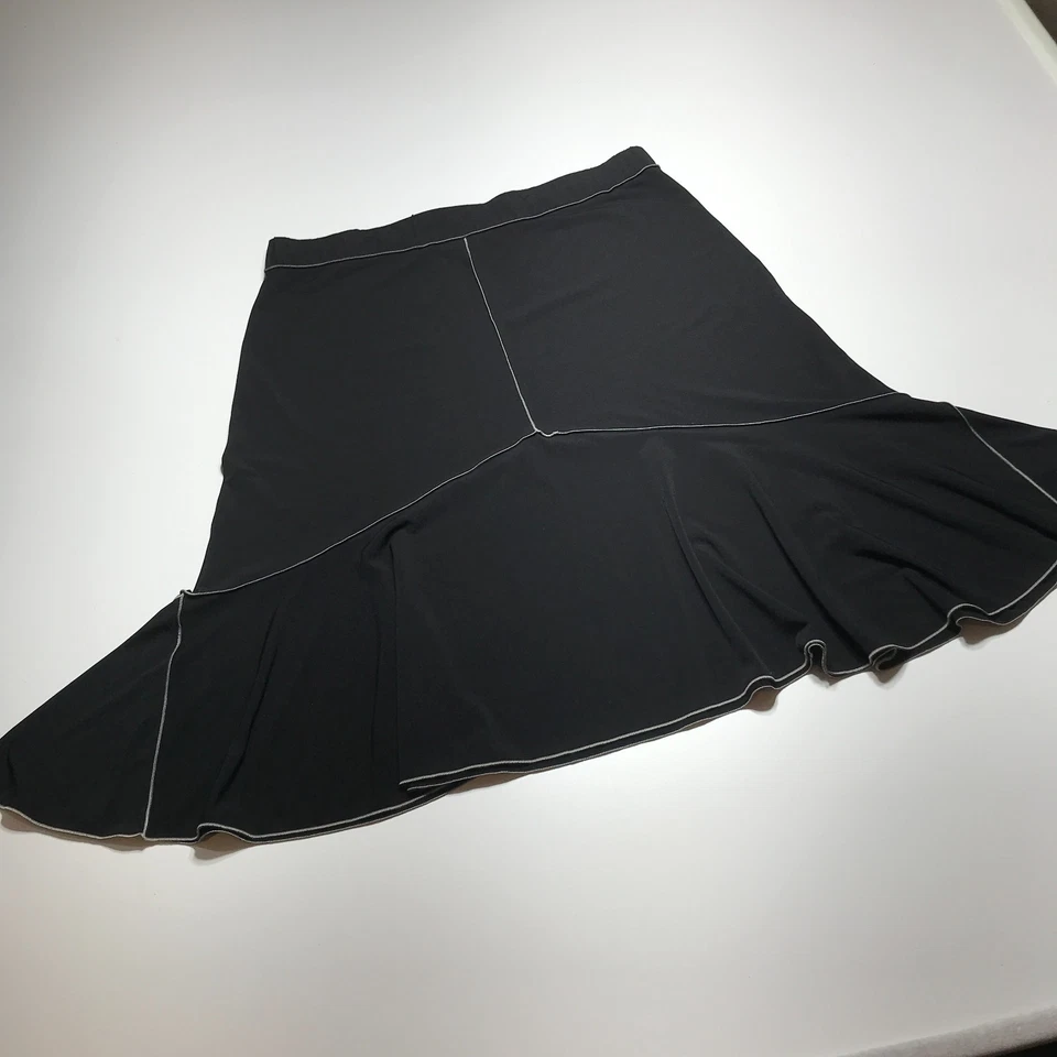Studio M Womens XL Contrast Seam Flare Swing Trumpet Soft & Smooth Black Skirt - Image 2 of 4