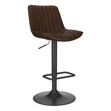 Inspire Faux Leather and Metal Adjustable AirLift Stool Set of 2 Brown and Black