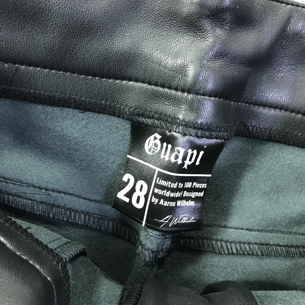 Guapi Blood Diamond Pants Mens 28 Black Leather Skull Embossed