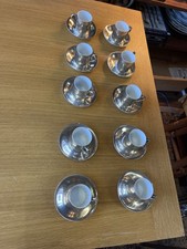 Vintage Sterling Silver on Porcelain Espresso Cup & Saucer Set x10 – 925 Silver