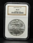 NGC MS69 2005 American Silver Eagle One Dollar Silver Coin -192