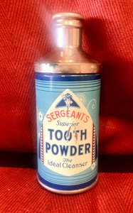 Antique Dental Tooth Powder Tin: Sergeant’s Brand. Litho Empty. Dentist.