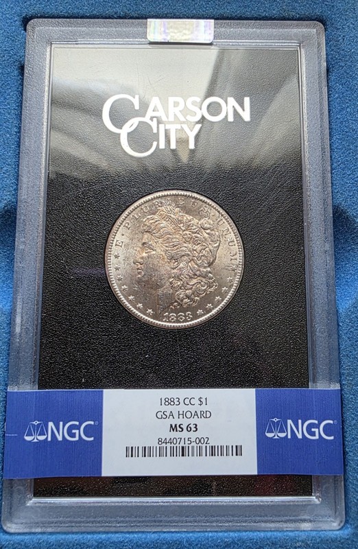 1883-CC Morgan Silver Dollar GSA Hoard NGC MS63 – Box & COA
